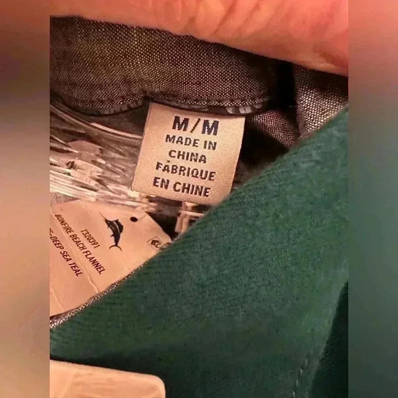 NEW Tommy Bahama Bonfire Beach Flannel Shirt - Deep Sea Teal Size Medium - Picture 5 of 11